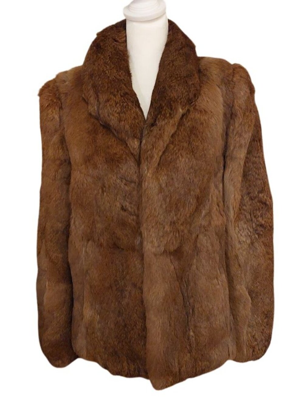 Vintage Brown Faux Fur Coat -Medium